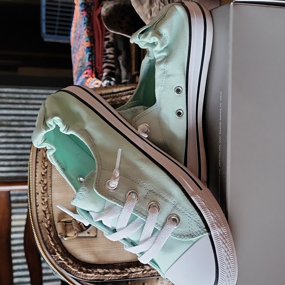 Mint green sneakers